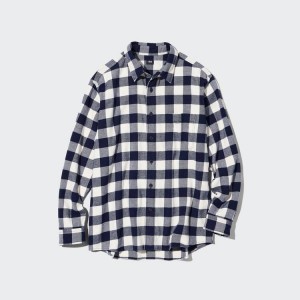 Uniqlo Flannel Regular Fit Checked (Regular Collar) Camicie Bianche | SVXHUL657