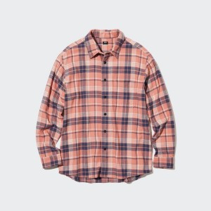 Uniqlo Flannel Regular Fit Checked (Regular Collar) Camicie Rosa | VRNCUH810