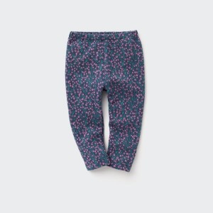 Uniqlo Fleece Berry Print Leggings Neonato Blu | YQWRST034