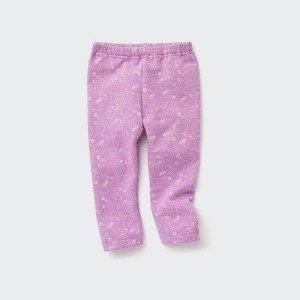 Uniqlo Fleece Cat Print Leggings Neonato Rosa | HSBRDK967