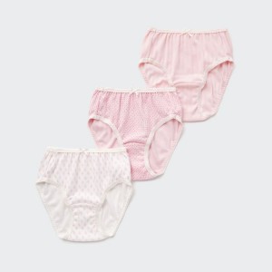 Uniqlo Flower Print (Three Pairs) Biancheria Intima Ragazza Rosa | TKVOPX893