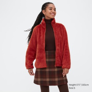 Uniqlo Fluffy Fleece Zipped Felpe Rosse | XYIFWS034