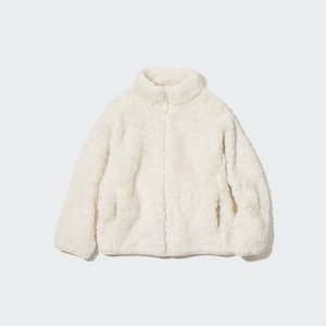 Uniqlo Fluffy Fleece Zipped Giacche Ragazza Bianche | TQKRWB061