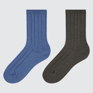 Uniqlo Heattech Costine (Two Pairs) Calzini Ragazza Blu Grigie | BFWVSQ439