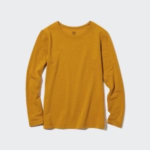 Uniqlo Heattech Extra Warm Cotone Crew Neck Long Sleeved Thermal Top Gialle | QIMGPD945