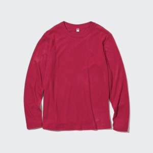 Uniqlo Heattech Fleece Crew Neck Long Sleeved Thermal Top Rosse | XUFQYW439