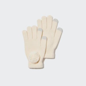 Uniqlo Heattech Lavorato A Maglia Gloves Guanti Ragazza Bianche | YACNMQ730