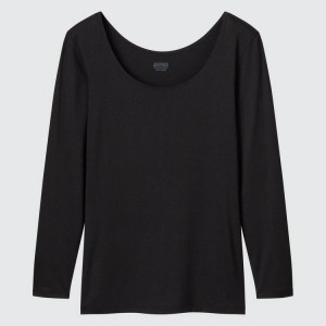 Uniqlo Heattech Scoop Neck Long Sleeved Thermal Top Nere | NEQDUS341