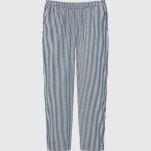 Uniqlo Hickory Easy Relaxed Ankle Length Pantaloni Blu | QMOBXY825