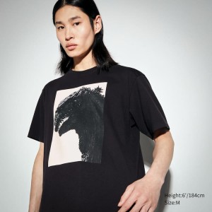 Uniqlo Hideaki Anno Ut Grafica (Godzilla) Magliette Nere | FYJDPZ213