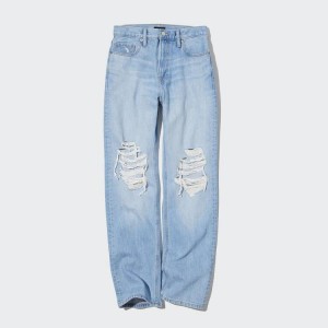 Uniqlo High Rise Dritto Leg Distressed Jeans Blu | LGTDBC314