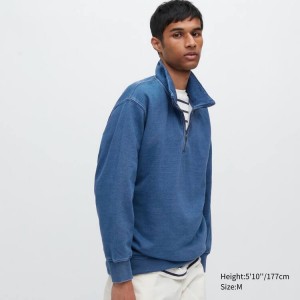 Uniqlo Indigo Sweat Half-zipped Pullover Felpe Blu | LOITBJ473