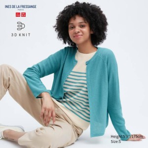 Uniqlo Ines De La Fressange 3d Knit Seamless Cardigan Blu | YQMKRT910