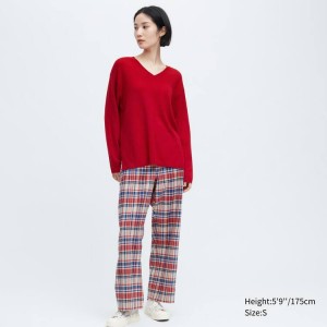 Uniqlo Ines De La Fressange Cotone Cashmere Blend Oversized V Neck Maglieria Rosse | UMOXTC072