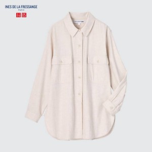 Uniqlo Ines De La Fressange Flannel Tunic Top Beige | FBZKON716