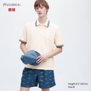 Uniqlo Jw Anderson Dry Piqué Patterned Magliette Polo Bianche | QTHFAZ329