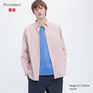 Uniqlo Jw Anderson Oversized Camicie Rosa | PZXAMO481