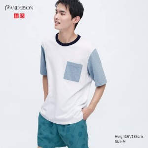 Uniqlo Jw Anderson Pocket Corta Sleeved Magliette Bianche | RCMWZS978