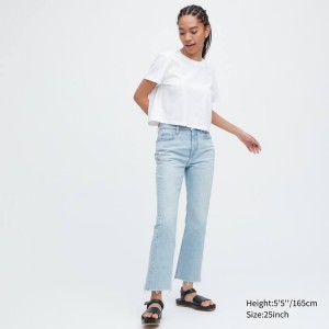 Uniqlo Kick Flared Cut-off Jeans Blu | GUPKRE924