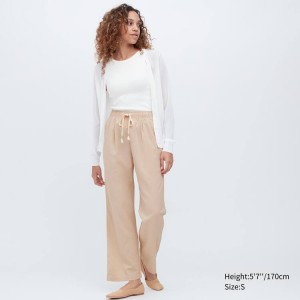 Uniqlo Linen Blend Easy Pantaloni Beige | OYFVPN698