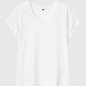 Uniqlo Linen Blend French Sleeve Magliette Bianche | TFDOKP603