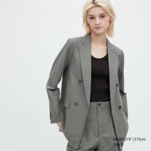 Uniqlo Linen Blend Giacche Verde Oliva | OMGCZY801