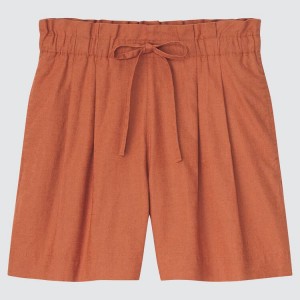 Uniqlo Linen Cotone Blend Pantaloncini Arancioni | IBVXAU314