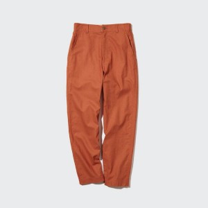 Uniqlo Linen Cotone Blend Tapered Pantaloni Arancioni | KPFSLG794