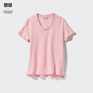 Uniqlo Linen Crew Neck Camicie Rosa | GZHOMU914