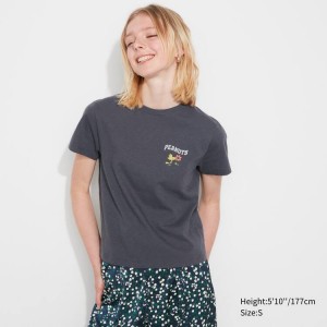 Uniqlo Love Sunshine & Peanuts Ut Grafica Magliette Grigie Scuro | JSDQHW695