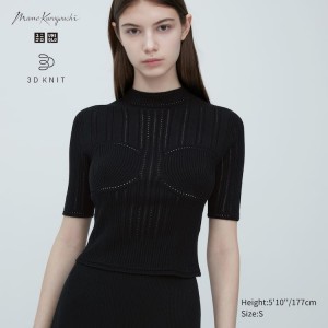 Uniqlo Mame Kurogouchi 3d Knit Seamless Mesh Half Sleeve Maglieria Nere | YUBGNJ209