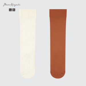 Uniqlo Mame Kurogouchi Sheer Knee (Two Pairs) Calzini Beige Marroni | JAKZMG276