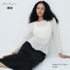 Uniqlo Mame Kurogouchi Sheer Mock Neck Long Sleeved Top Bianche | CKTXOZ563