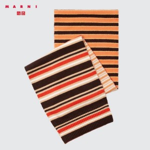 Uniqlo Marni Cashmere A Strisce Sciarpe Arancioni | EZFKGW283