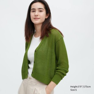 Uniqlo Mesh Corta Cardigan Verdi | YFDZAR164