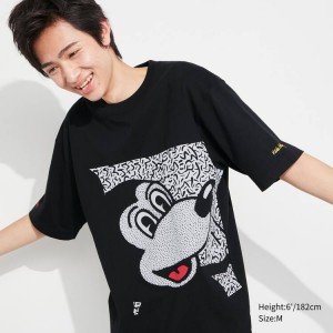 Uniqlo Mickey X Keith Haring Ut Grafica Magliette Nere | NVIHFL864