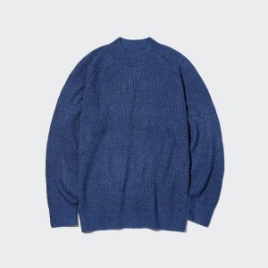 Uniqlo Middle Gauge Mock Neck Jumpers Blu | ZKNMIU927