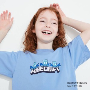 Uniqlo Minecraft Ut Grafica Magliette Ragazza Blu | MOBZFV172