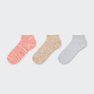 Uniqlo Mixed Yarn Corta (Three Pairs) Calzini Rosa Grigie Beige | PDHZCW871