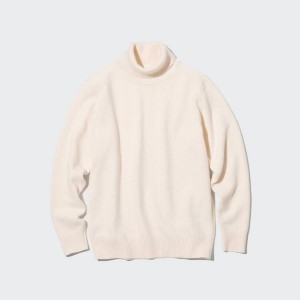 Uniqlo Premium Lambswool Turtleneck Jumpers Bianche | RQJAIY219