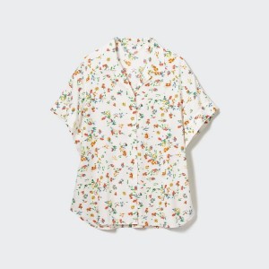 Uniqlo Printed Corta Sleeved Camicie Bianche | TNYAMB031