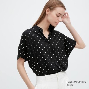 Uniqlo Rayon Corta Sleeve Camicetta Nere | ZLHWBS672