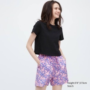 Uniqlo Rayon Easy Printed Pantaloncini Rosa | NHBCRD749