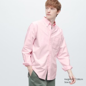 Uniqlo Regular Fit Oxford (Button-down Collar) Camicie Rosa | DNTFVH512