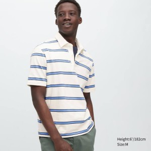 Uniqlo Rugger A Strisce Magliette Polo Bianche | JXHBUZ059