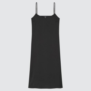 Uniqlo Satin Camisole Vestito Nere | ORQZUM175