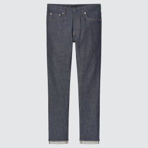 Uniqlo Selvedge Stretch Slim Fit (2021 Season) Jeans Blu Marino | DVFJRB129