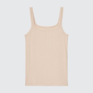 Uniqlo Silk Blend Airism Costine Senza Maniche Top Beige | TZJKDA529