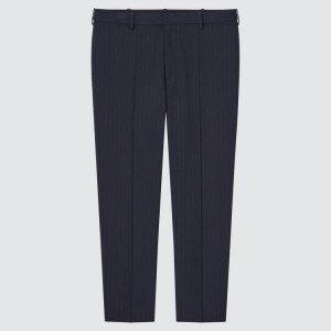 Uniqlo Smart A Strisce Ankle Length Pantaloni Blu | PKMRSX812