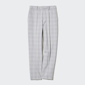 Uniqlo Smart Checked Ankle Length Pantaloni Grigie Chiaro | BPFKJC610